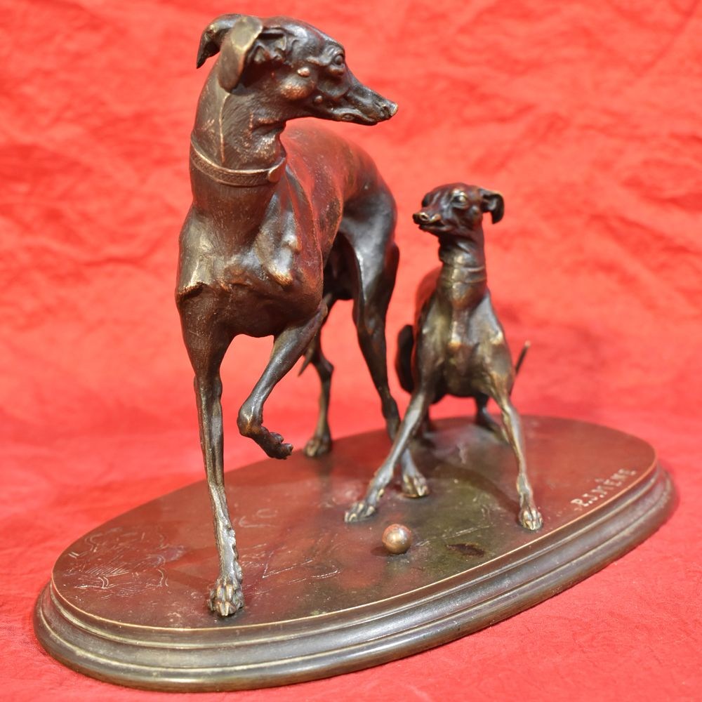 STB38 greyhounds dogs antic sculpture antique bronze statues bronze figurines Mene sculptor 19th century.jpg